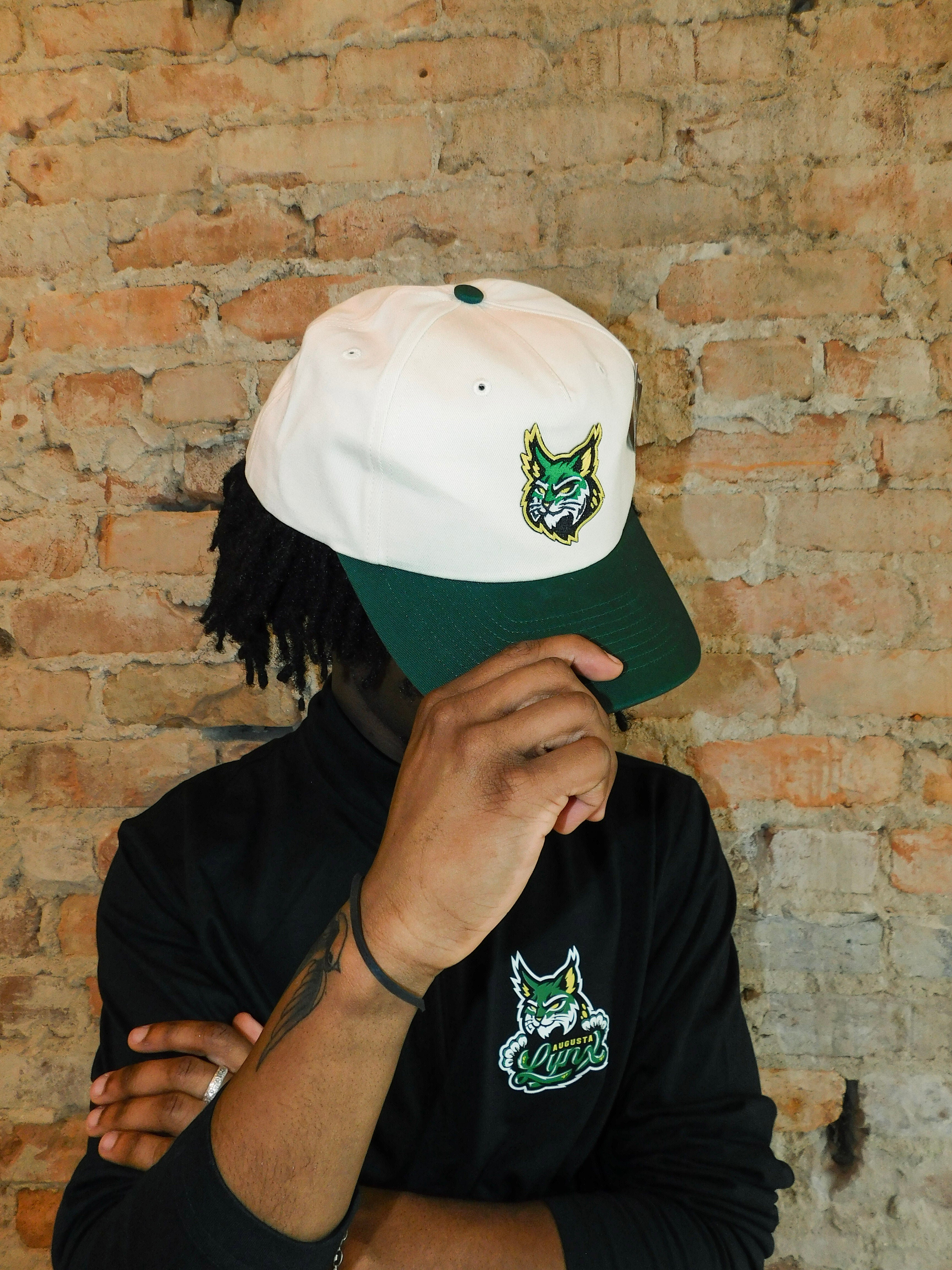 Lynx Cream/Green Primary Logo Hat